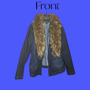 Denim Jacket with Faux Fur Collar